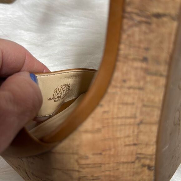 Jessica Simpson Womens Divella Tan Leather Open Toe Platform Heel Size 8 - Picture 8 of 8